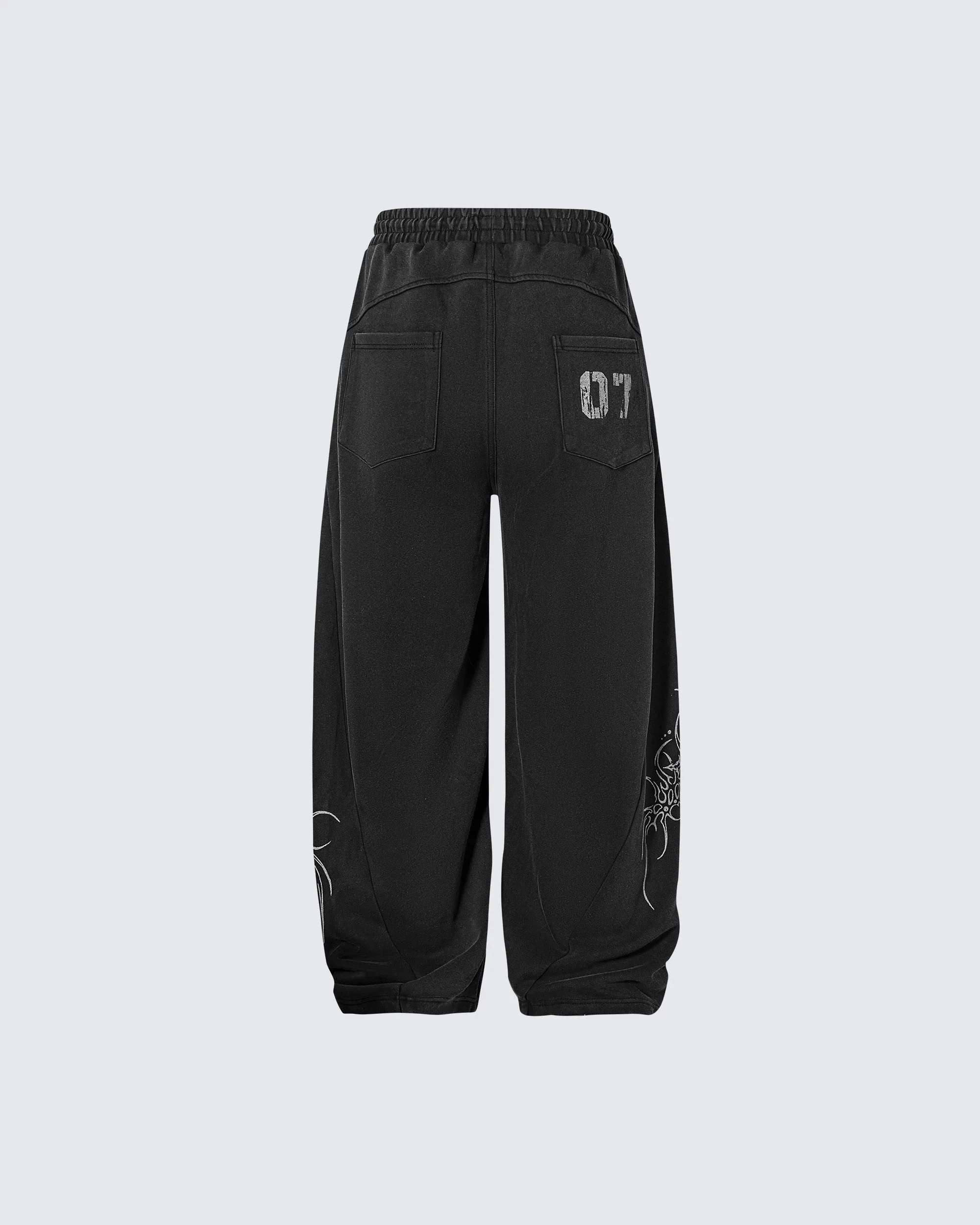 Gothic Print Loose Sports Casual Tracksuit - Image 7