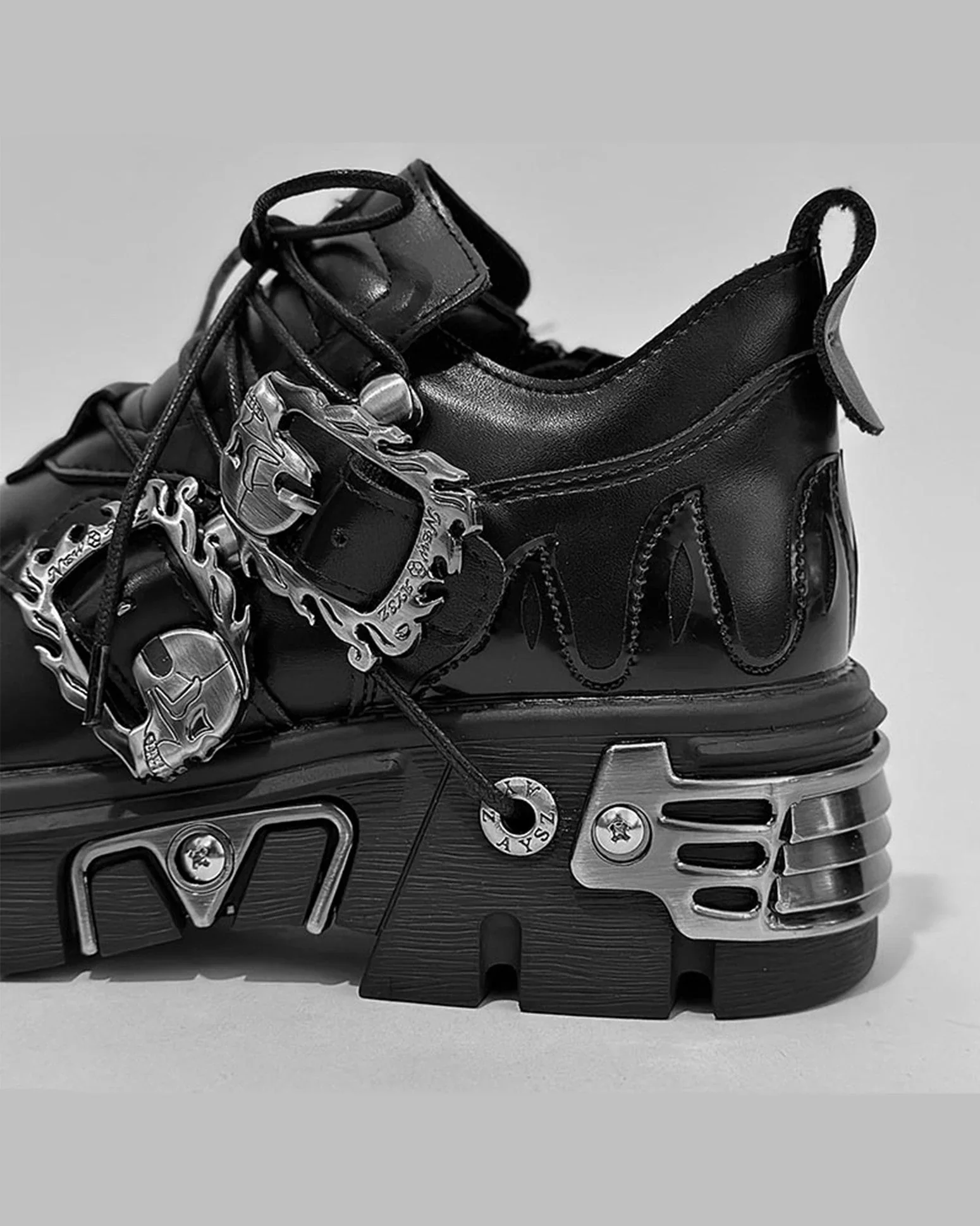 Gothic Punk Chunky Sole Metal Decor Boots - Image 5