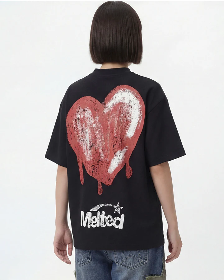 Gothic Skeleton Heart Print Waffle T-Shirt - Image 4