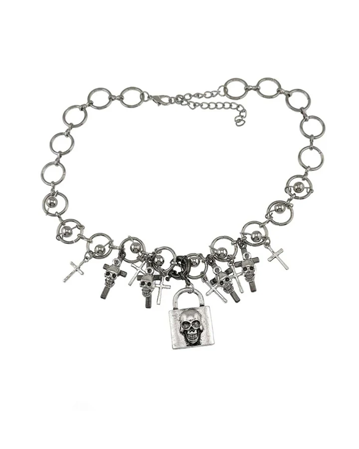 Gothic Skull Charm Alloy Necklace - Image 6