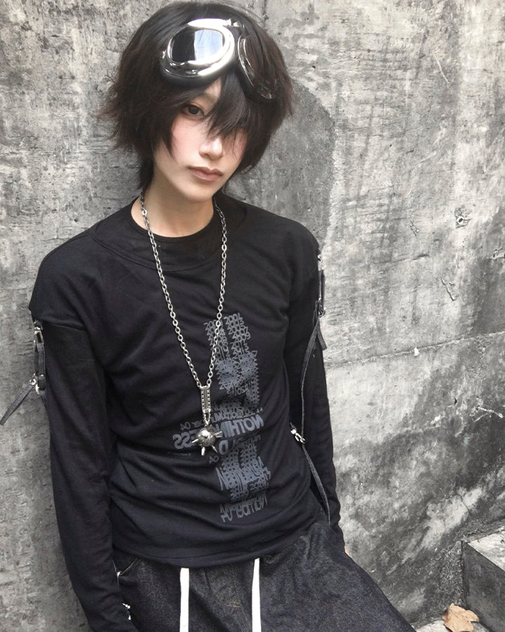 Gothic Skull Print Long Sleeve T-Shirt - Image 2