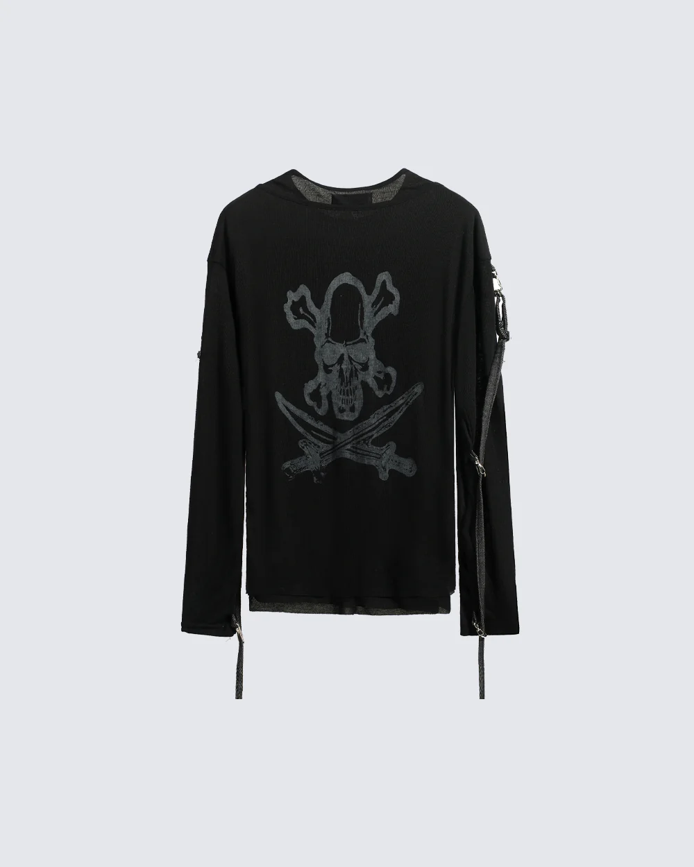 Gothic Skull Print Long Sleeve T-Shirt - Image 4