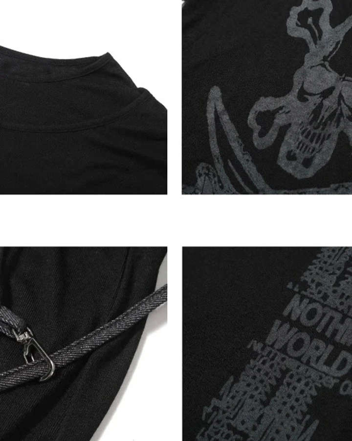 Gothic Skull Print Long Sleeve T-Shirt - Image 9
