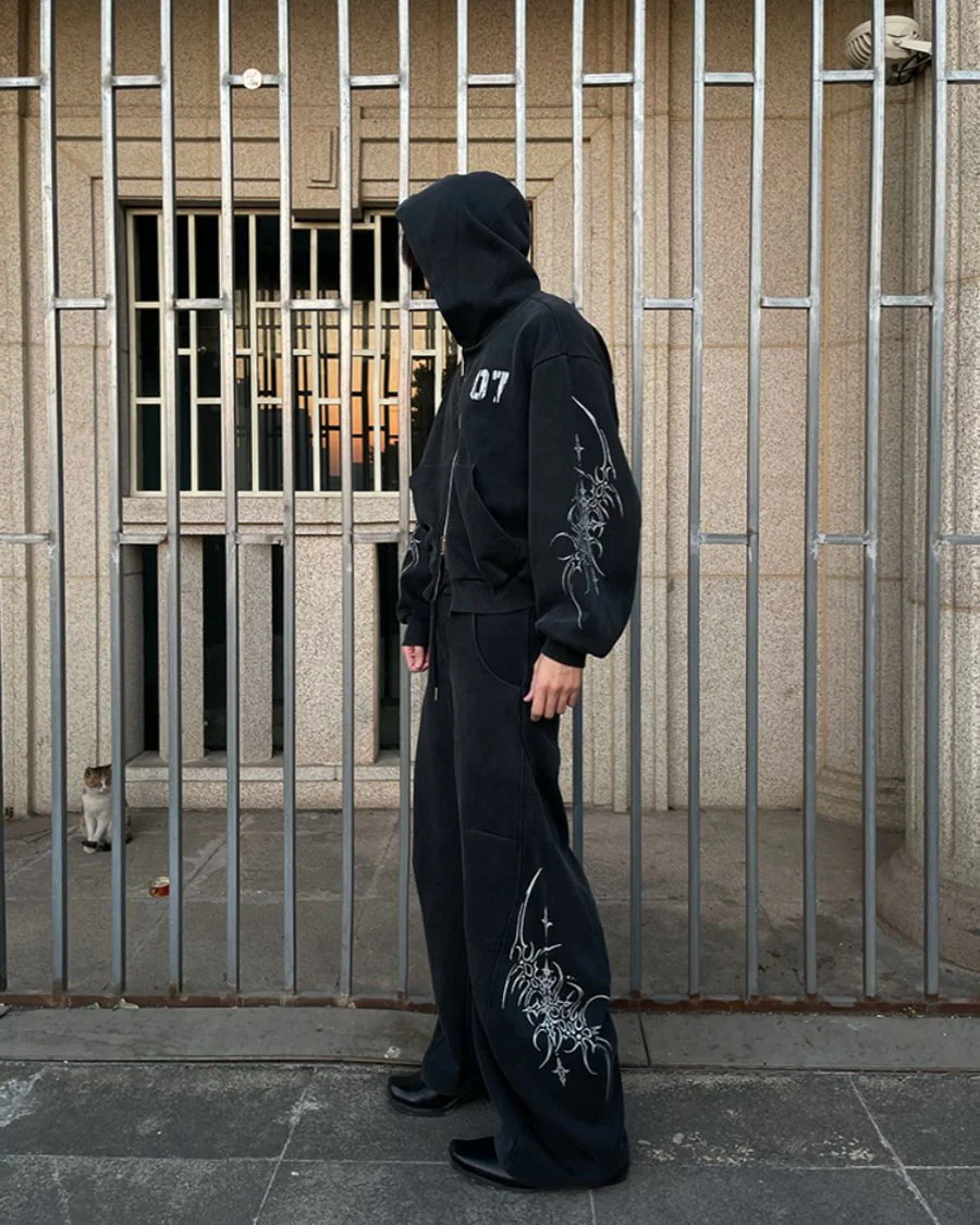 Gothic Tree Graphic Oversized Hoodie - Image 2