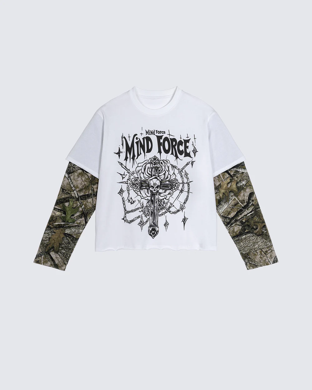 Graphic Camo Sleeve Layered Tee - Image 3
