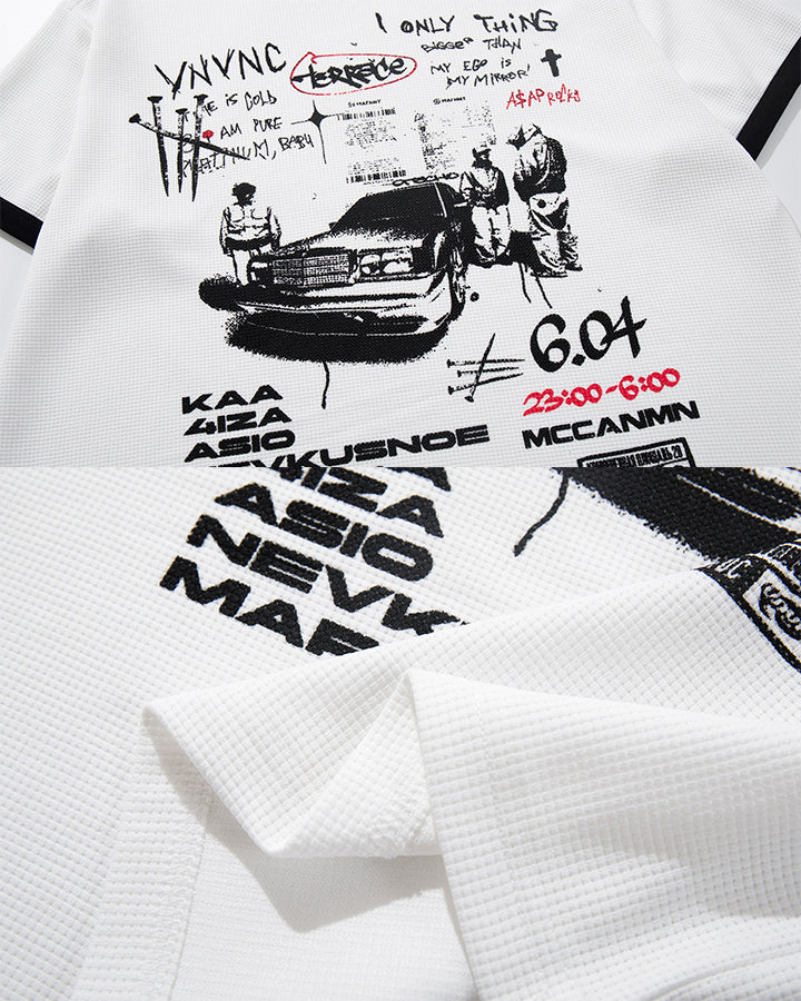 Graphic Contrast Trim Short Sleeve T-Shirt - Image 3