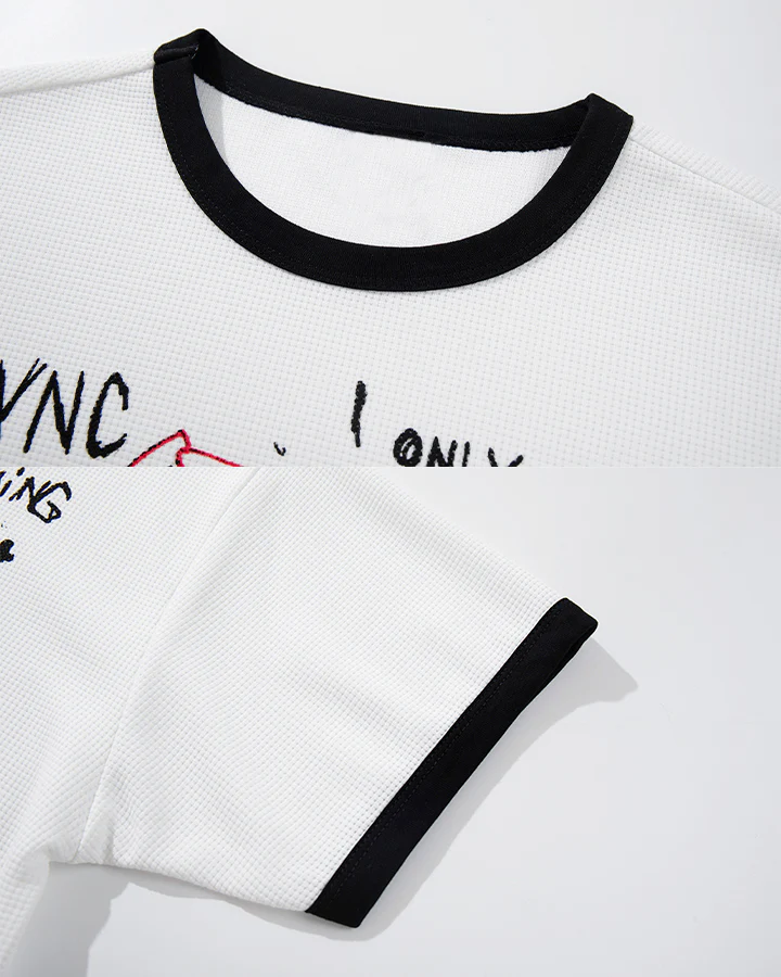 Graphic Contrast Trim Short Sleeve T-Shirt - Image 4