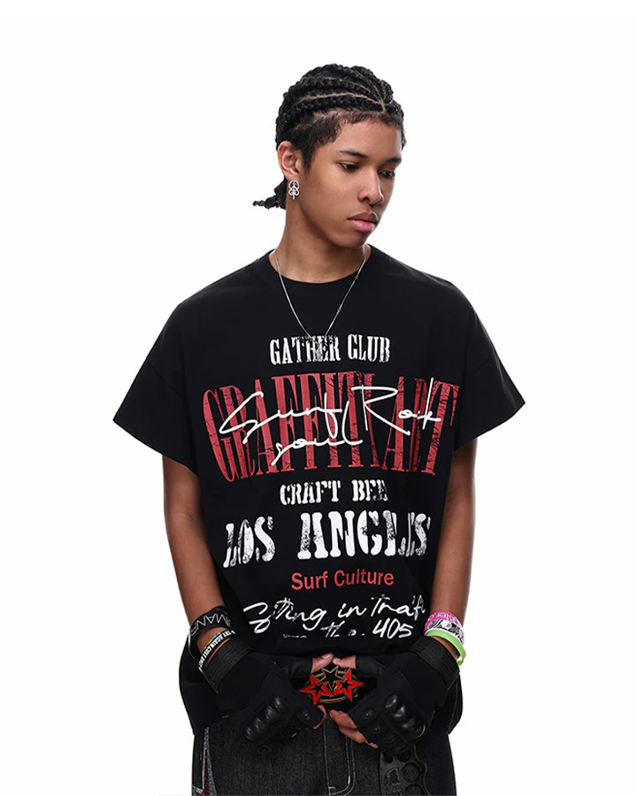 Graphic Letter Print Street Casual T Shirt - Image 3
