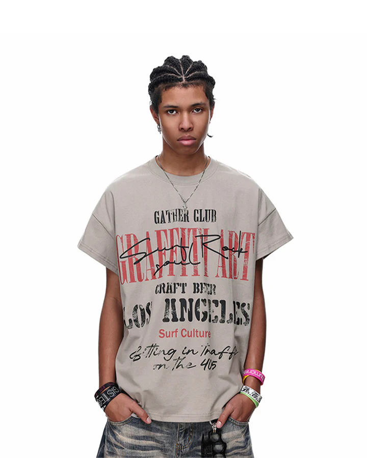 Graphic Letter Print Street Casual T Shirt - Image 5