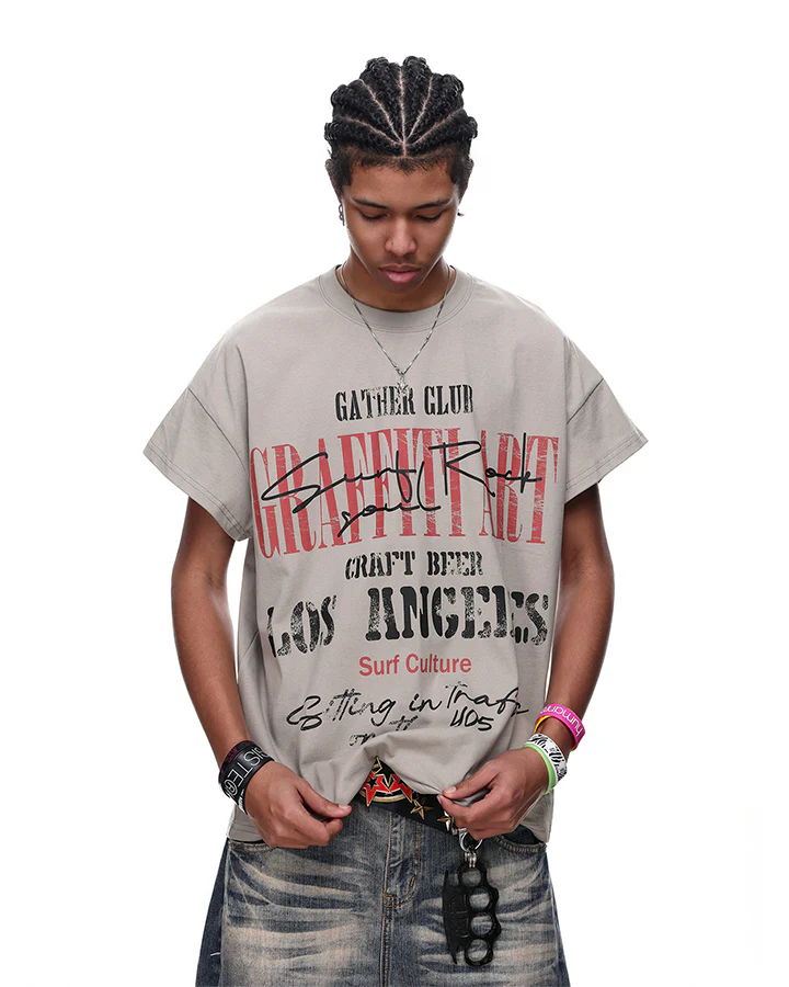 Graphic Letter Print Street Casual T Shirt - Image 7