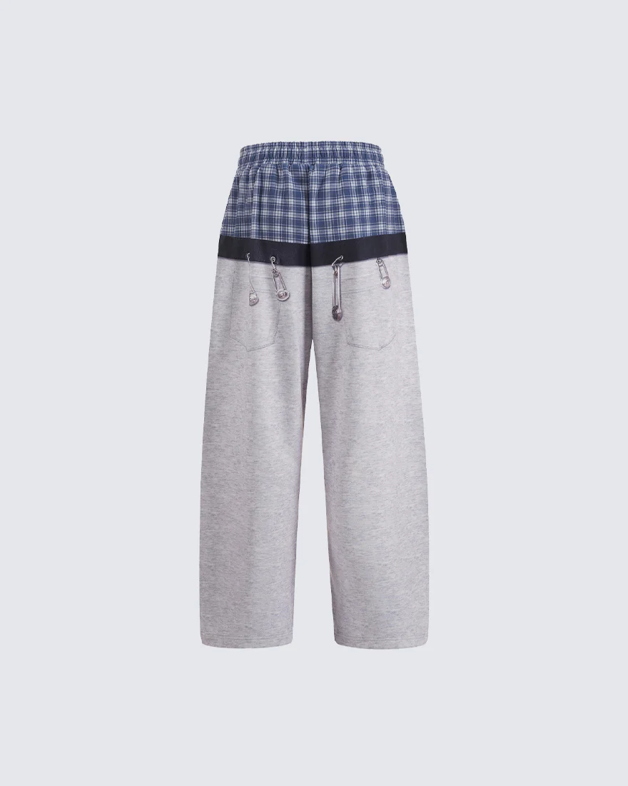 Graphic Print Patchwork Casual Wide Leg Pants - Image 2