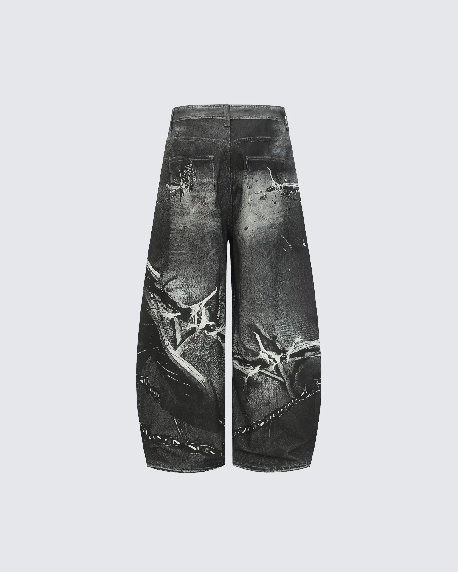 Graphic Print Wide-Leg Denim Jeans - Image 3
