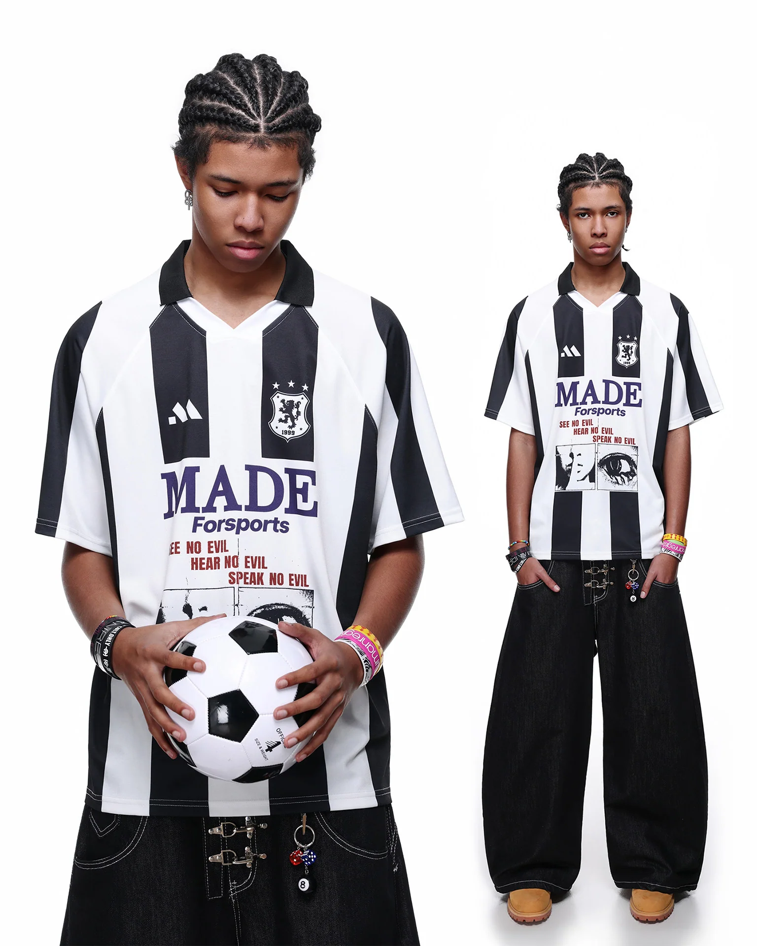 Graphic Striped Polo Jersey T-Shirt - Image 2