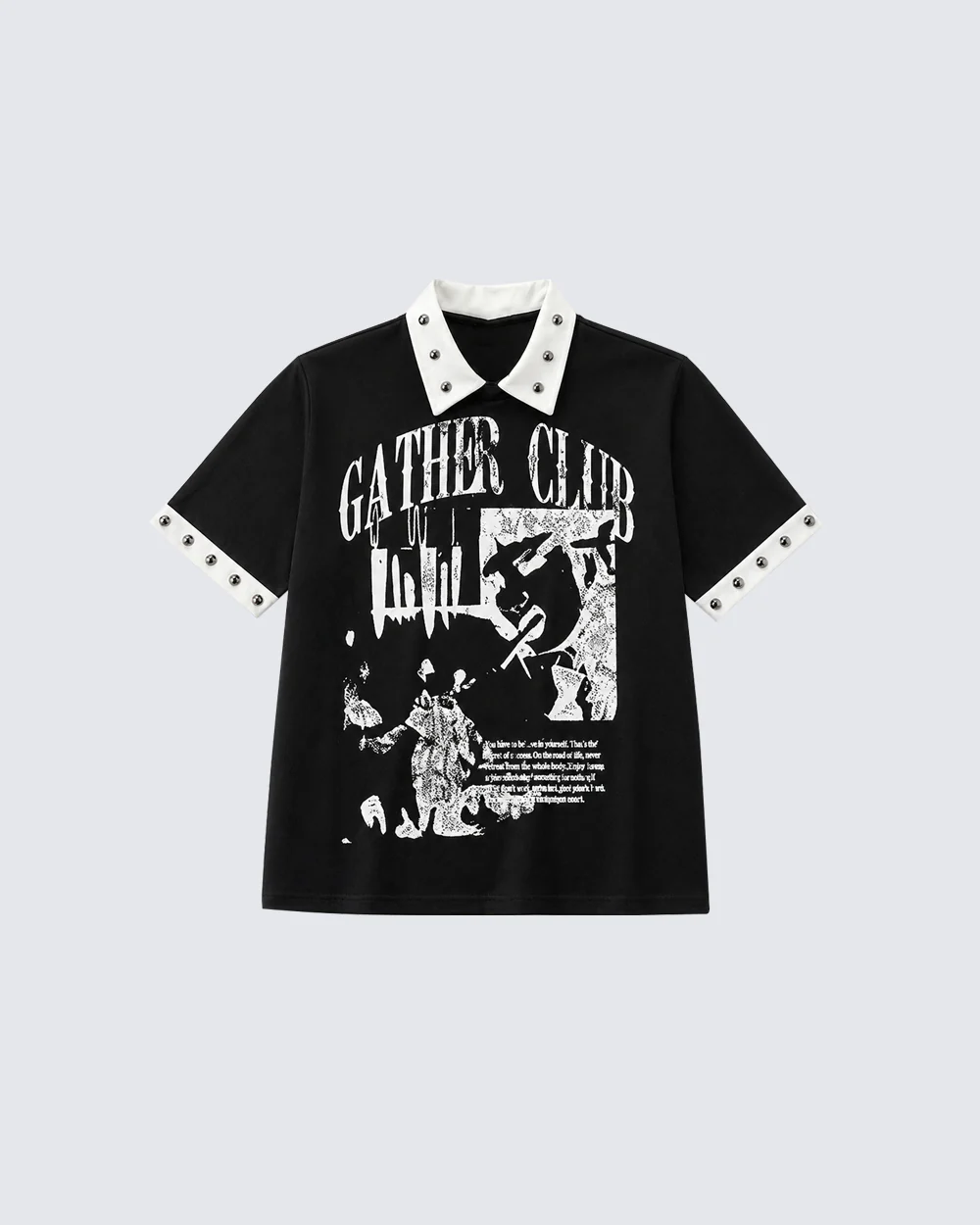 Graphic Stud Collar Contrast Tee