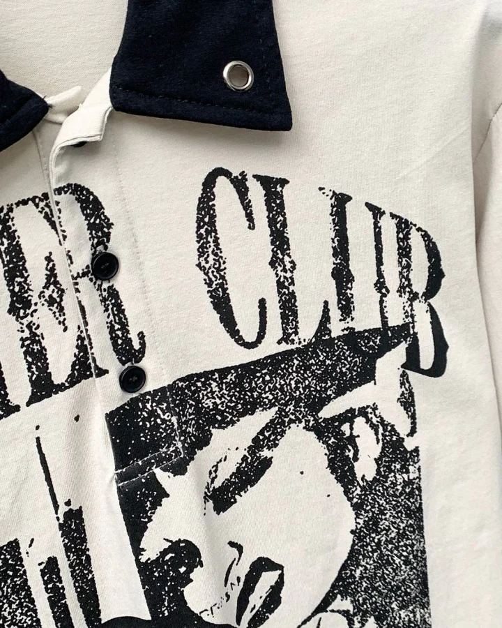 Graphic Stud Collar Contrast Tee - Image 6