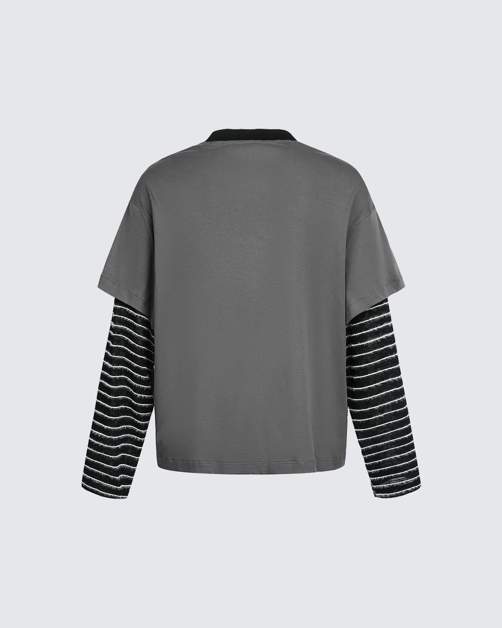Gray-Black Distressed Graffiti Layered Sweatshirts - Image 3