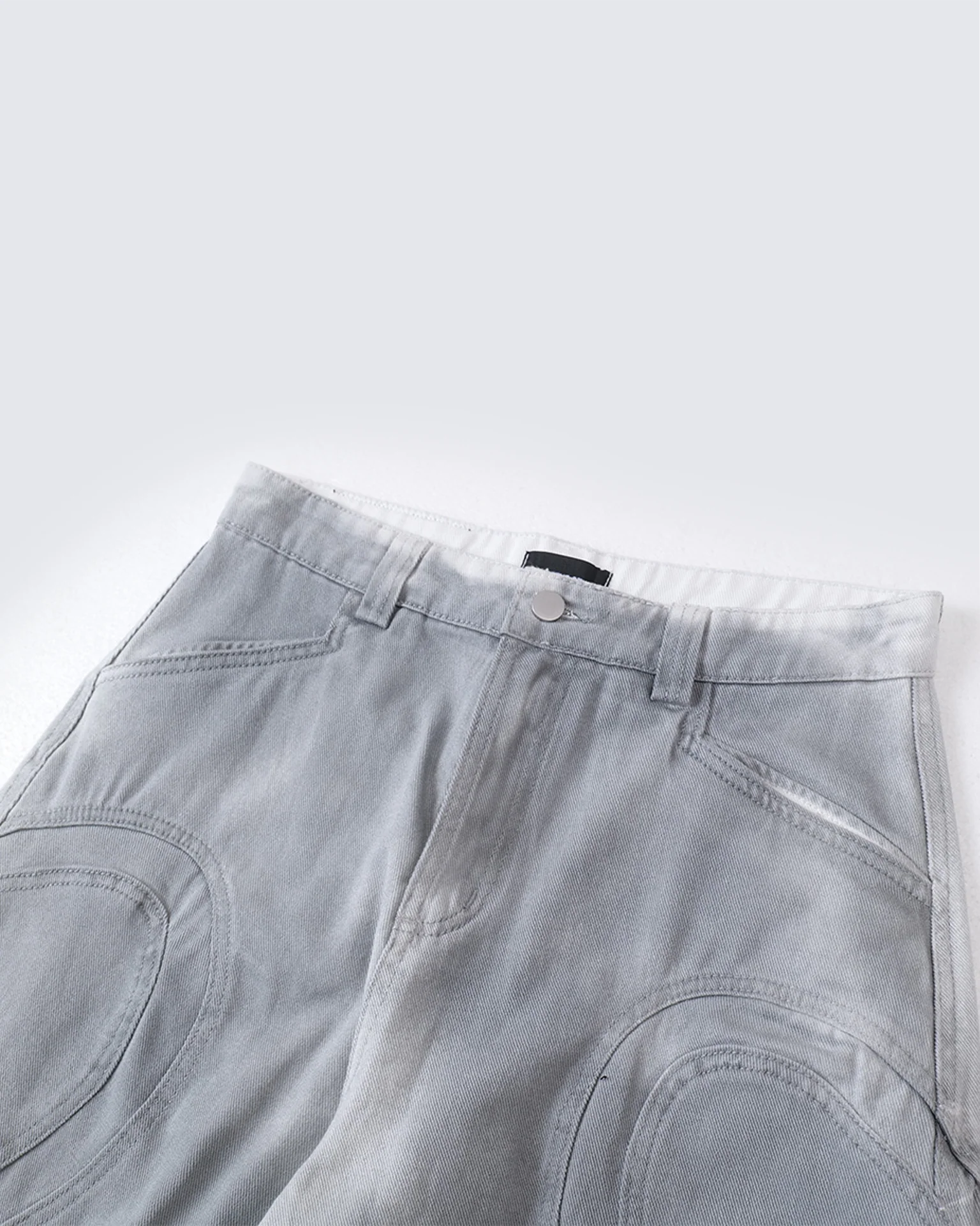 Grey Wide-Leg Panel Denim Pants - Image 3
