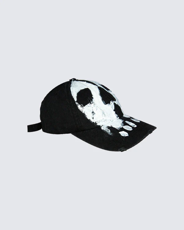 Hand-Painted Distressed Demon Baseball Cap - Image 3