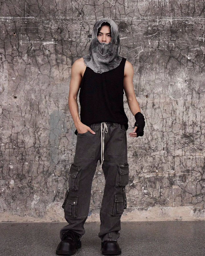 Hand-Painted Smudge Knit Hood Balaclava - Image 3