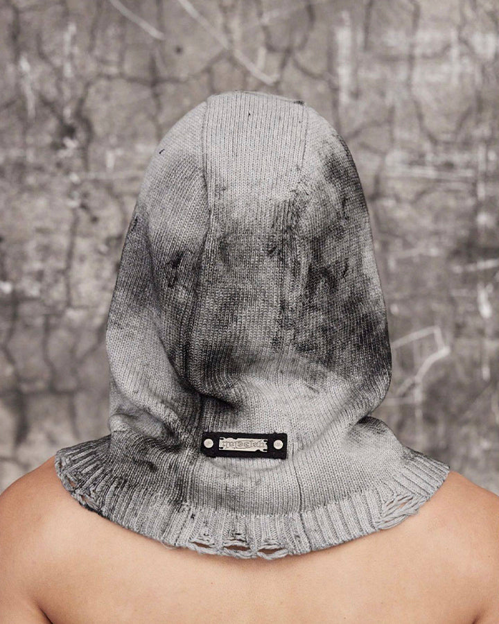 Hand-Painted Smudge Knit Hood Balaclava - Image 5