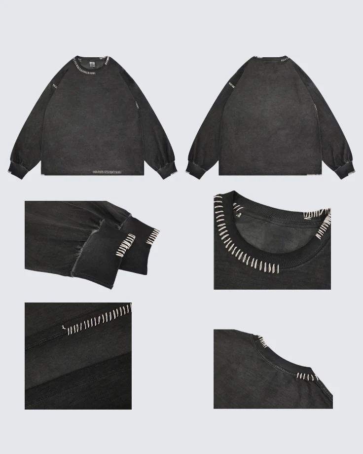 Hand-Stitched Washed Long Tee - Image 3