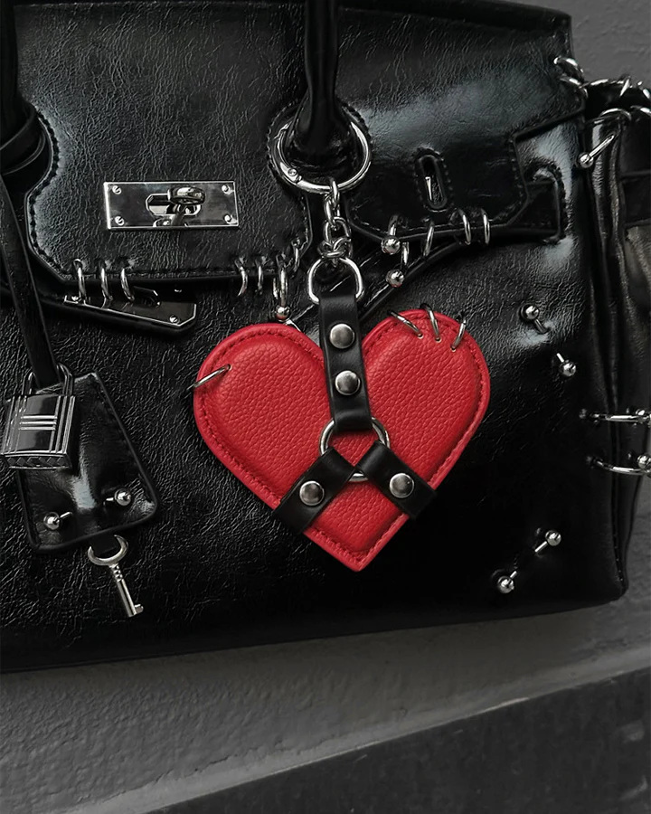 Heart Shaped Leather Bag Charm - Image 2