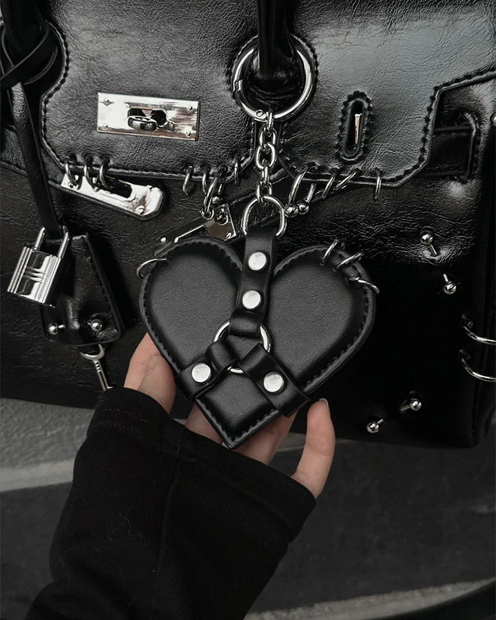 Heart Shaped Leather Bag Charm - Image 3