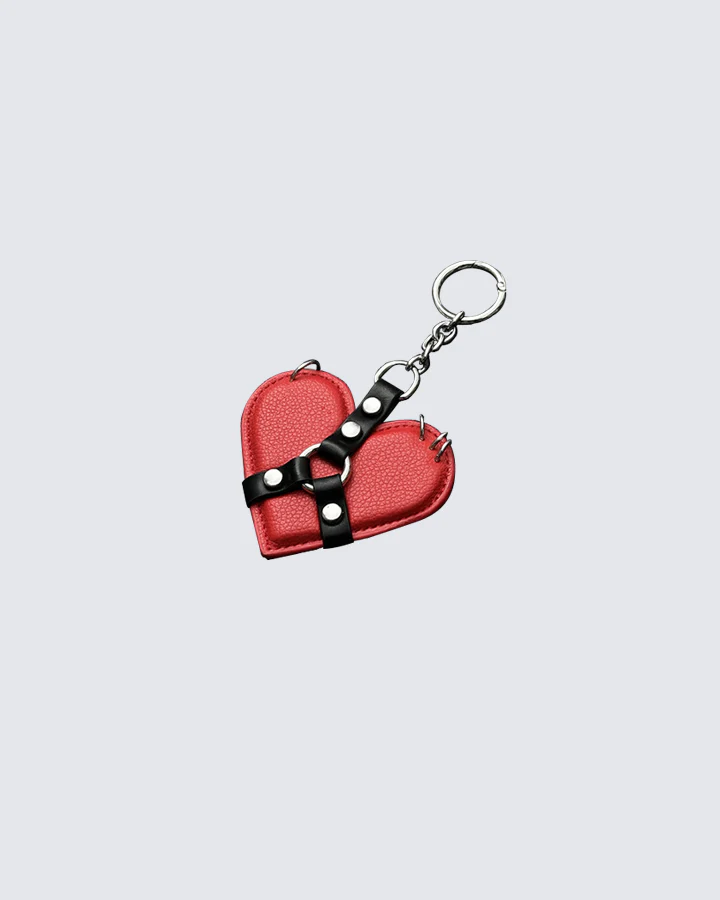 Heart Shaped Leather Bag Charm - Image 4