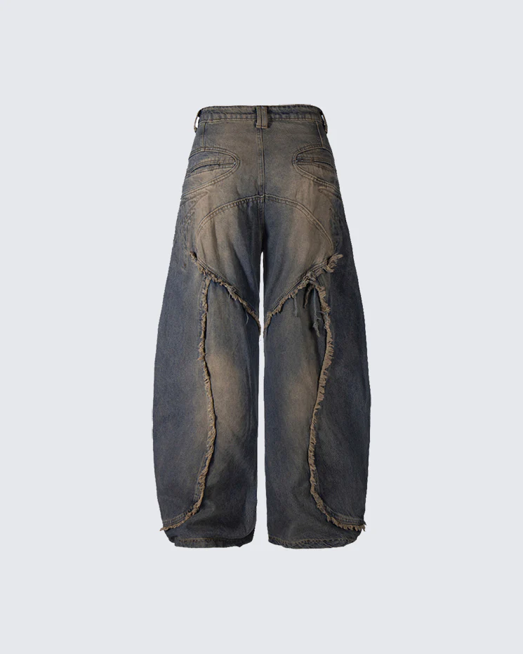 Heavy Deconstructed Washed Jeans - Image 7