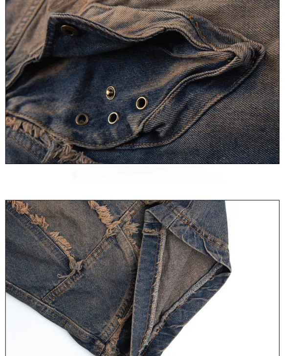 Heavy Deconstructed Washed Jeans - Image 8