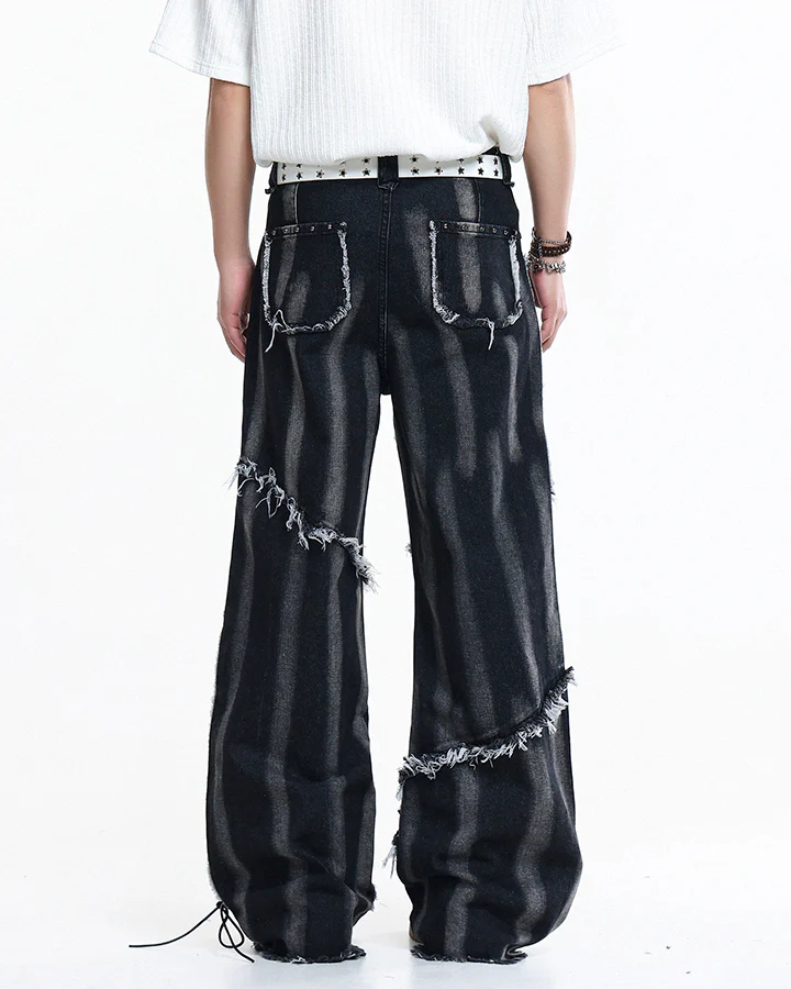 Heavy Distressed Washed Denim Jeans - Image 6