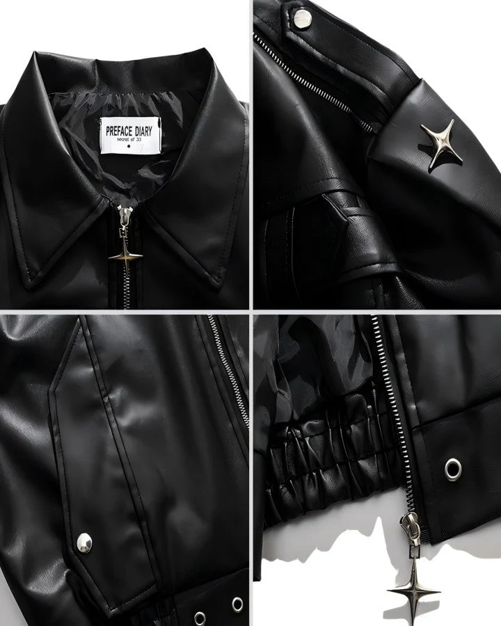 Heavy-Duty Deconstructed Studded Leather Jacket - Image 3