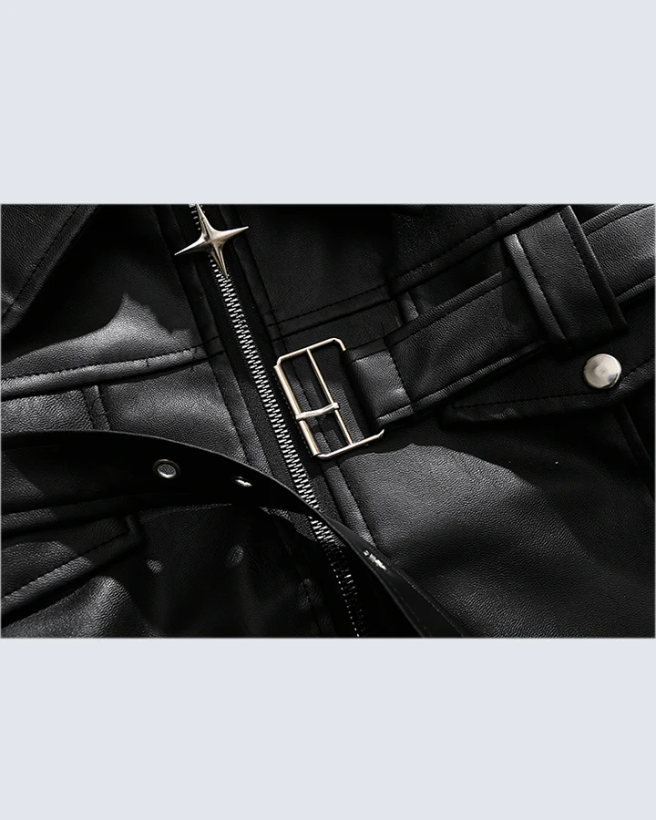 Heavy-Duty Deconstructed Studded Leather Jacket - Image 4