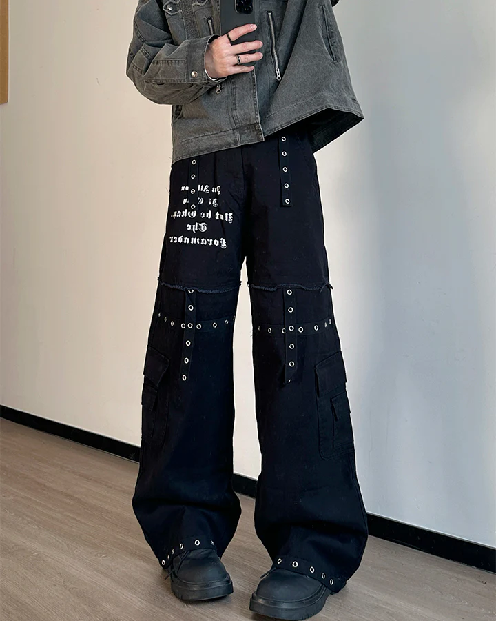 Heavy Washed Eyelet Cargo Pants - Image 2