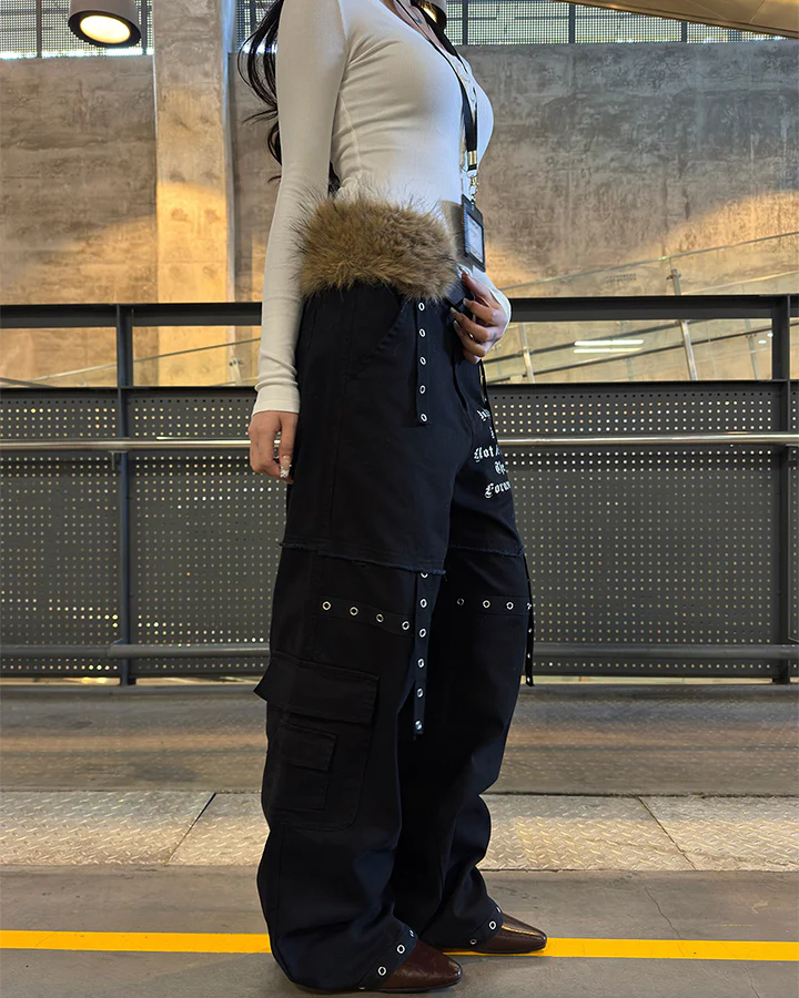 Heavy Washed Eyelet Cargo Pants - Image 5