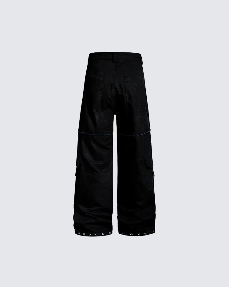 Heavy Washed Eyelet Cargo Pants - Image 6