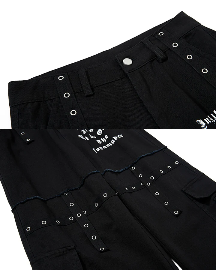 Heavy Washed Eyelet Cargo Pants - Image 9
