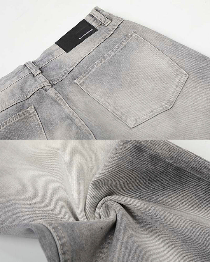Heavy Washed Spray Vintage Wide Leg Jeans - Image 10