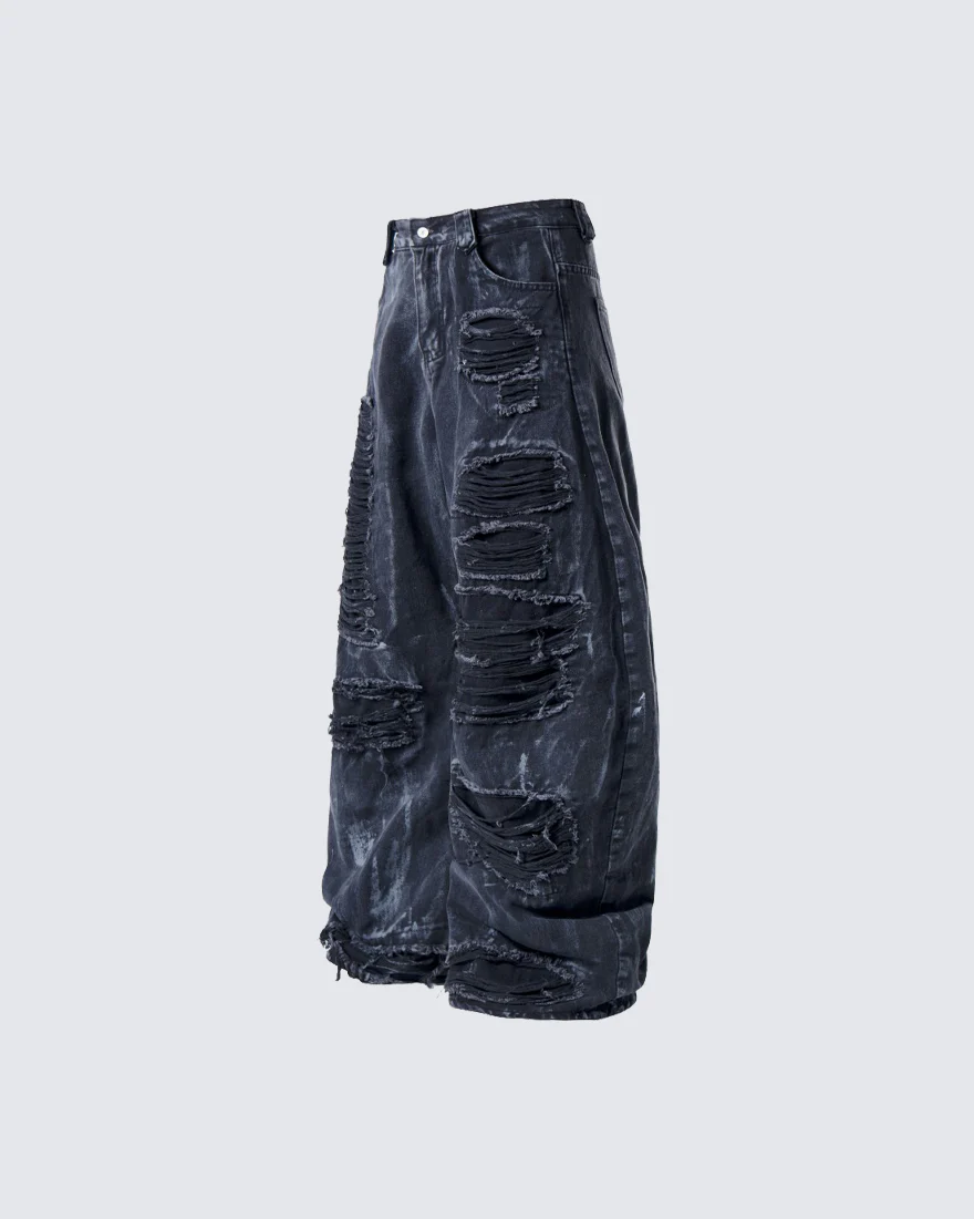 High-Street Distressed Curved-Leg Denim Jeans - Image 11