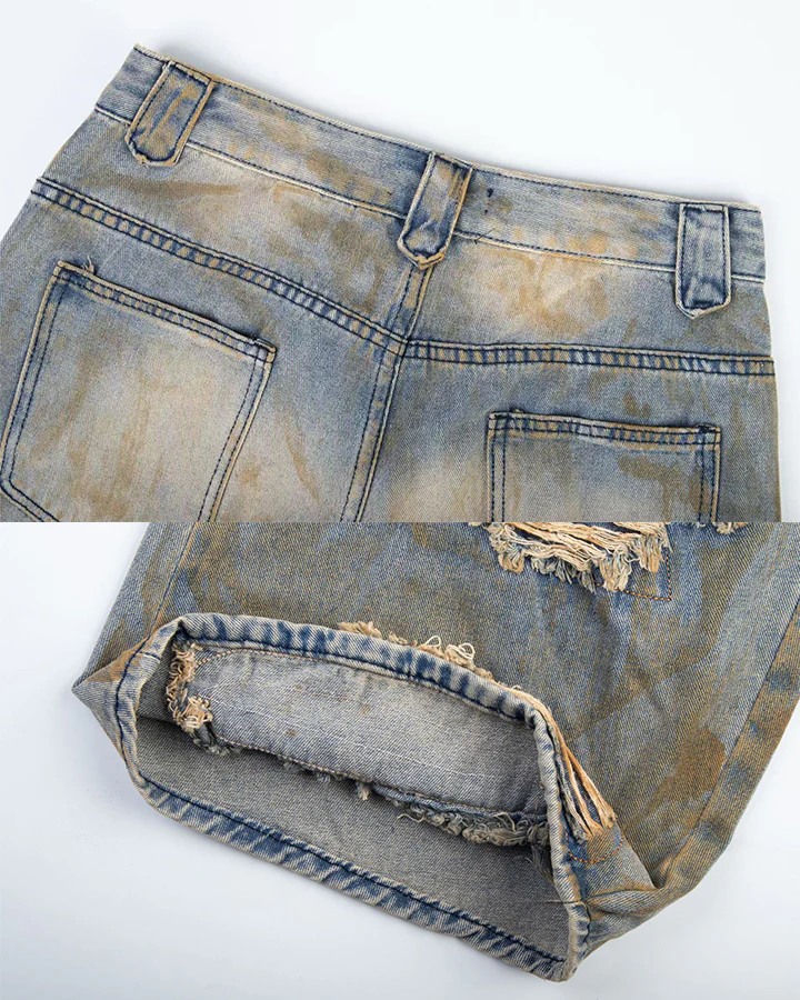 High-Street Distressed Curved-Leg Denim Jeans - Image 13