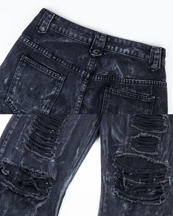 High-Street Distressed Curved-Leg Denim Jeans - Image 15