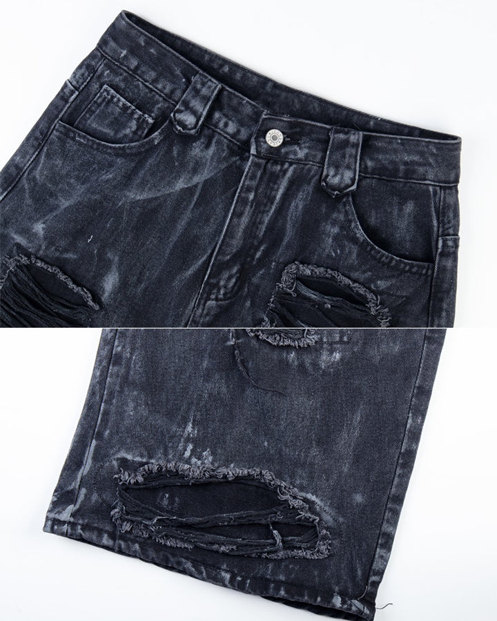 High-Street Distressed Curved-Leg Denim Jeans - Image 16