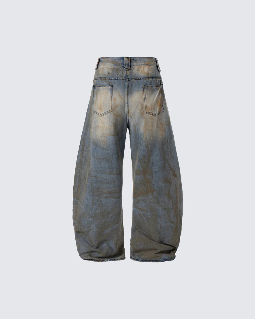 High-Street Distressed Curved-Leg Denim Jeans - Image 7