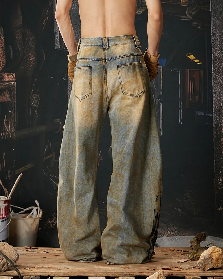 High-Street Distressed Curved-Leg Denim Jeans - Image 8