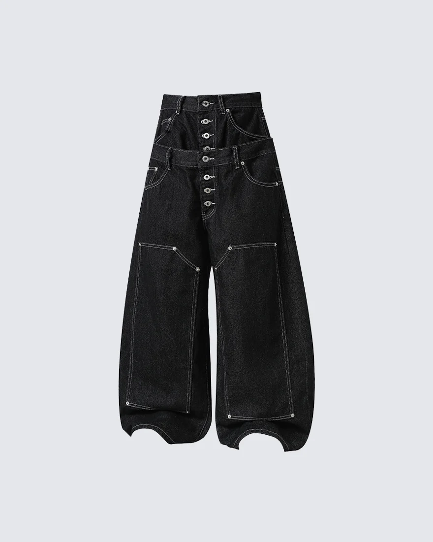High Street Double Waistband Patchwork Pants