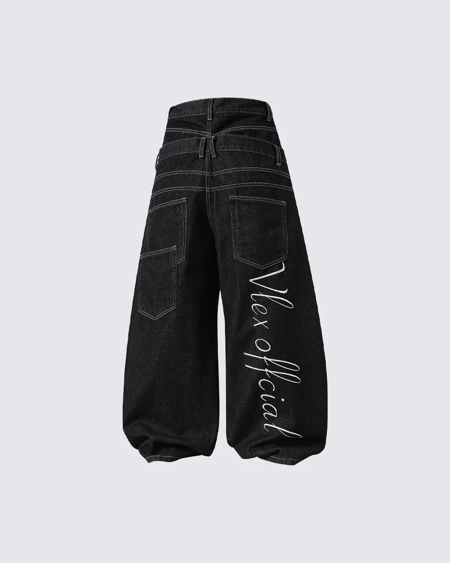 High Street Double Waistband Patchwork Pants - Image 4