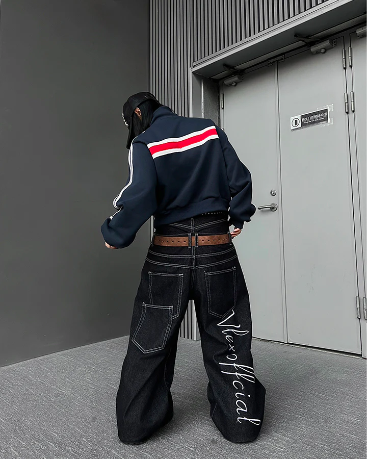High Street Double Waistband Patchwork Pants - Image 5