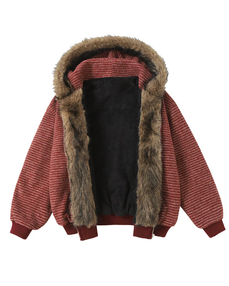 High-Street Striped Loose Hooded Sweatshirt - Image 5