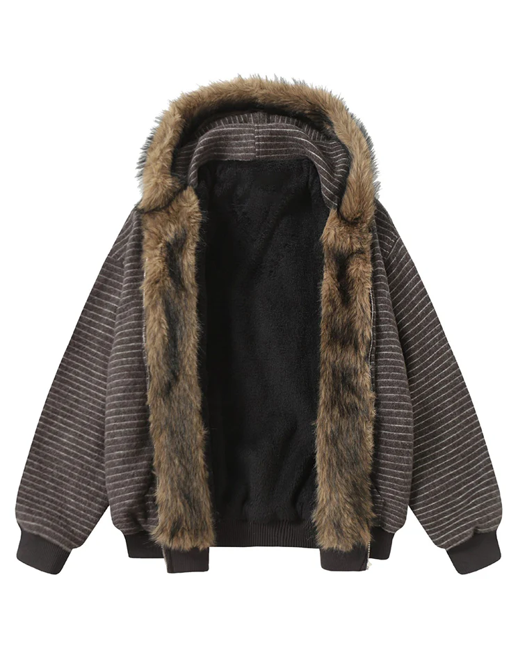 High-Street Striped Loose Hooded Sweatshirt - Image 6