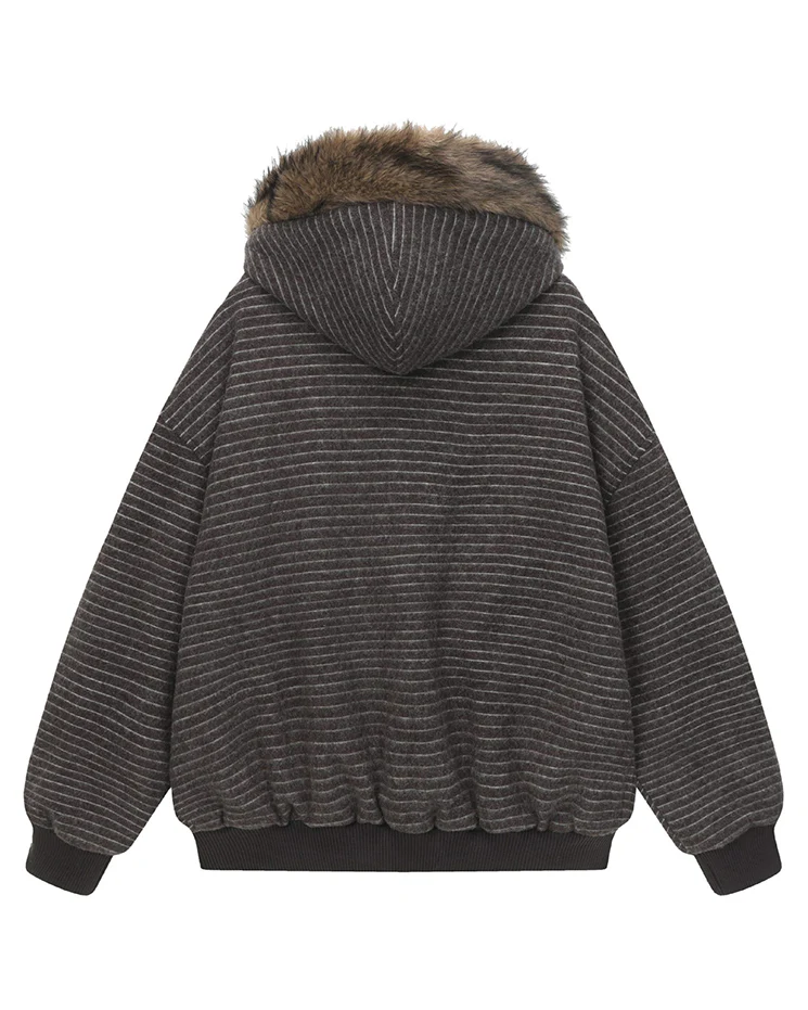 High-Street Striped Loose Hooded Sweatshirt - Image 7
